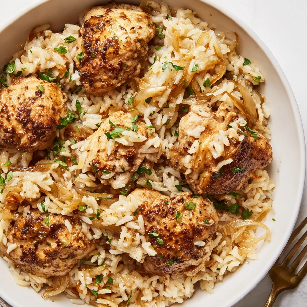 Comforting One-Pot Garlic Parmesan Chicken and Rice, creamy and bursting with flavor.  