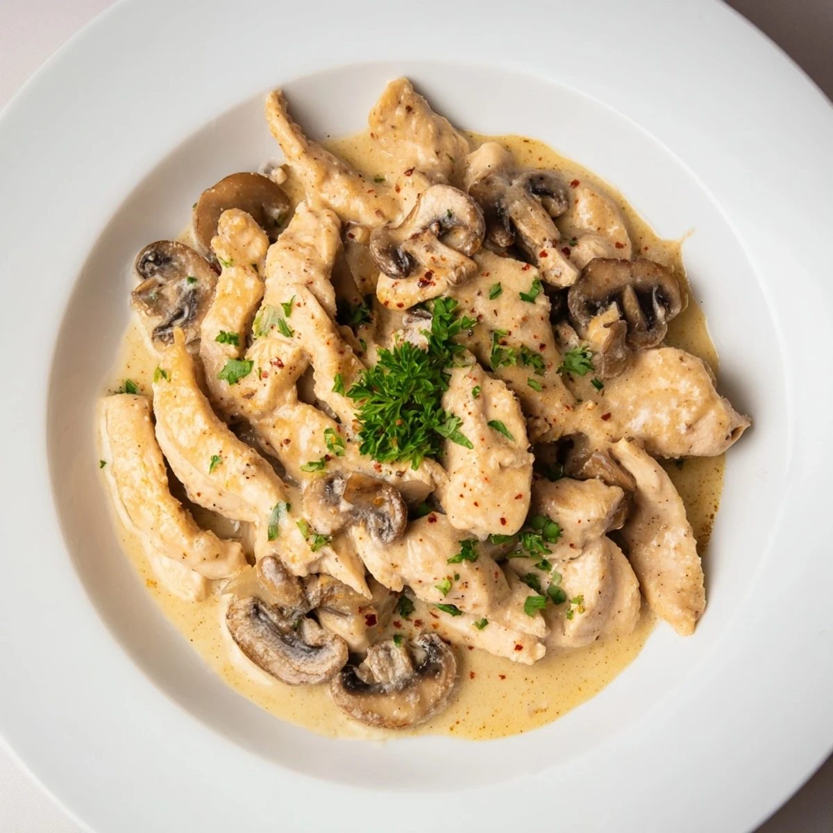 Delicious, homemade Creamy Chicken Stroganoff, a comforting meal ready to be enjoyed with family.