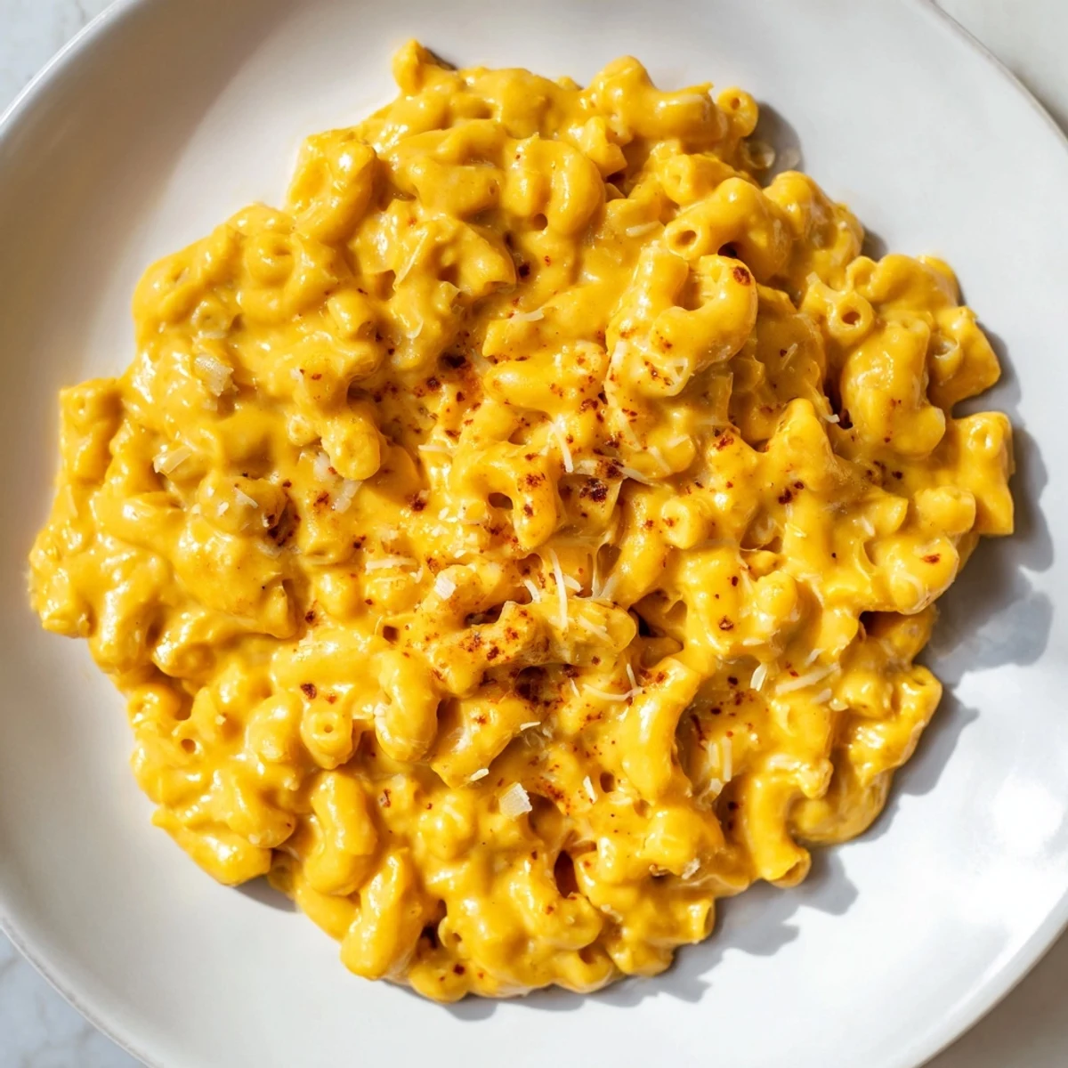 One-Pot Butternut Squash Mac & Cheese, a creamy, cheesy delight, garnished and ready to serve.