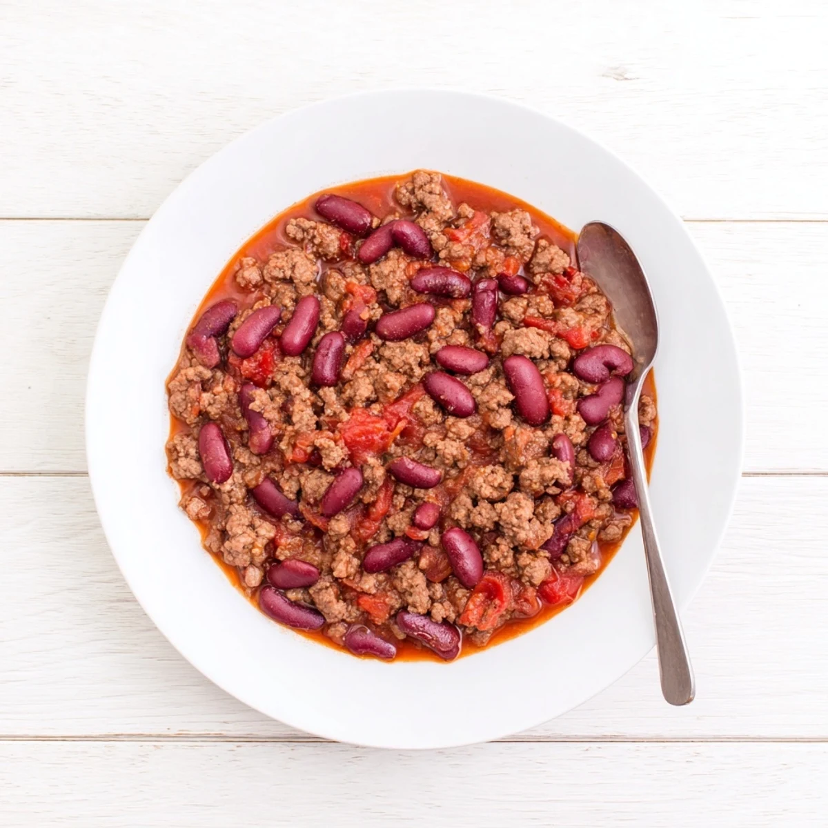 This Secret 4-Ingredient Slow Cooker Chili, pictured with toppings, offers a satisfying, savory aroma to enjoy.