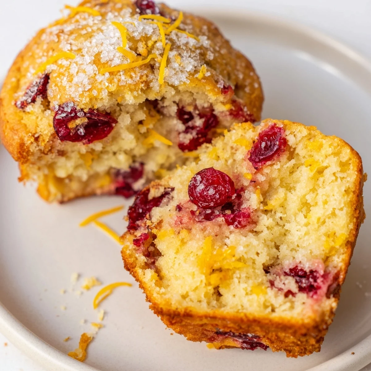 Image of warm, golden Quick Festive Cranberry Orange Muffins, perfect holiday breakfast treat.