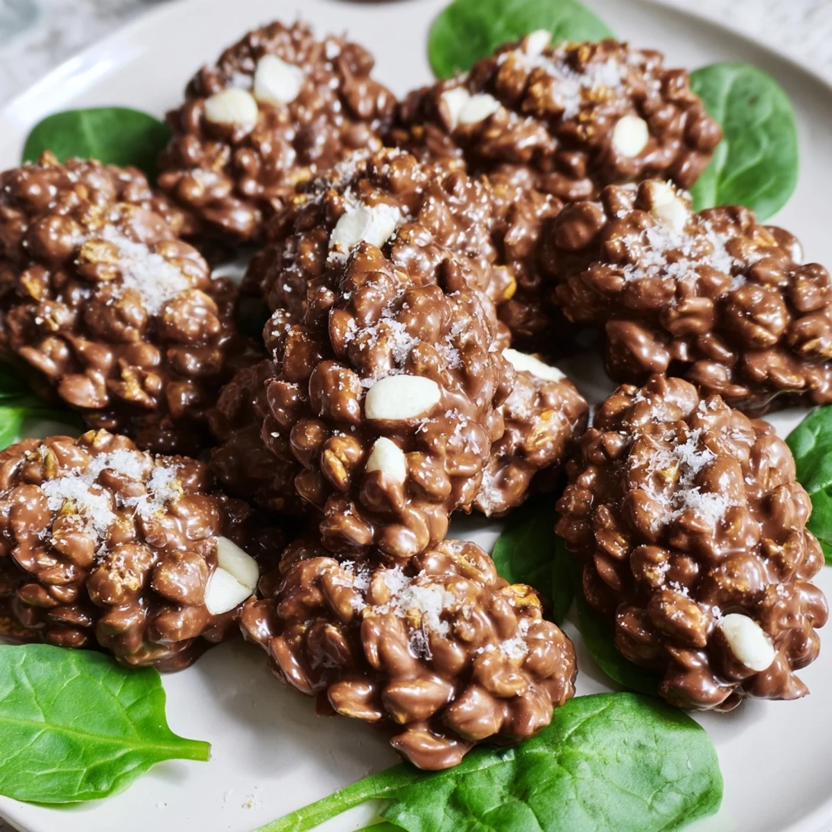 A close-up of a delightful Coco Pop chocolate pinecone dessert salad, ready to eat.