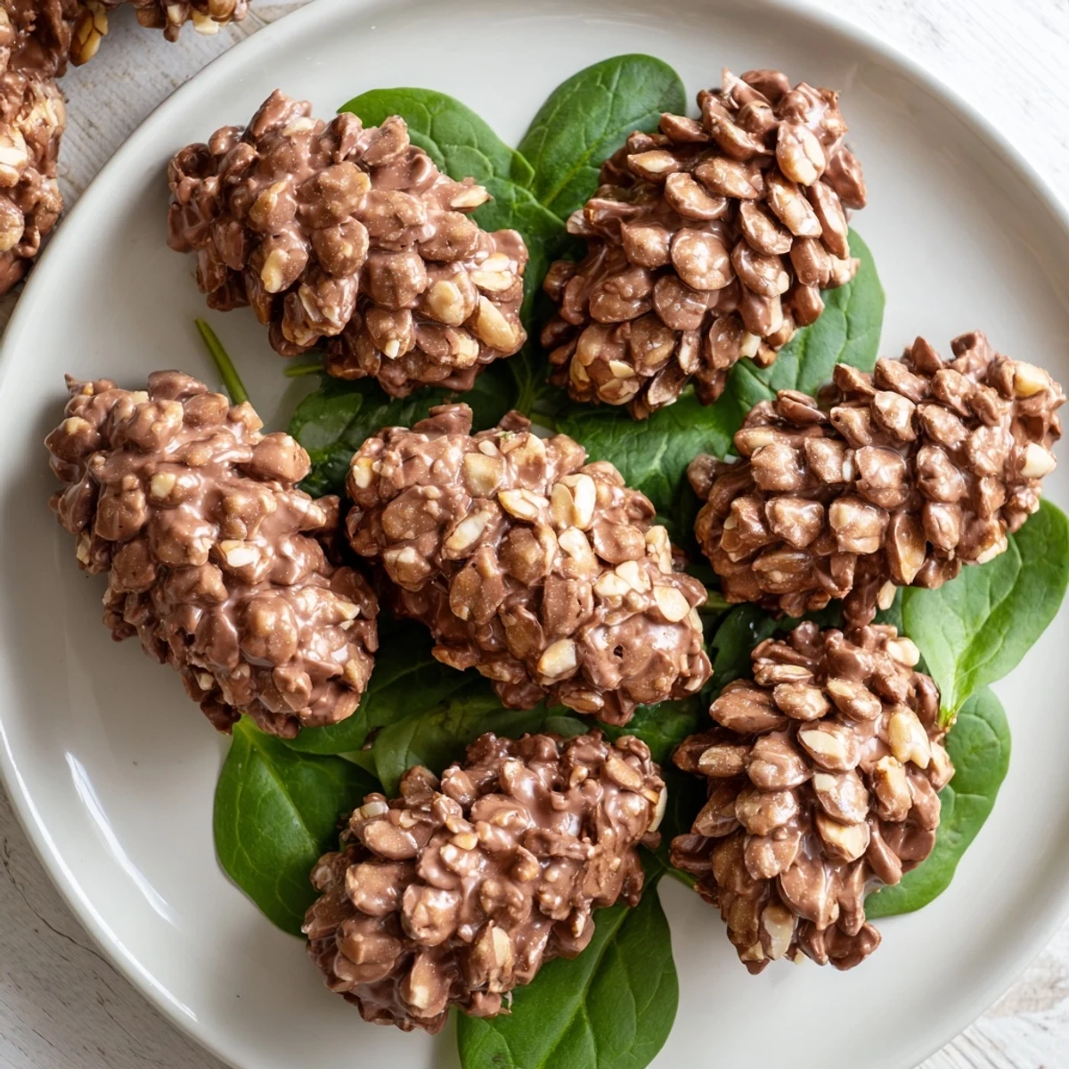 Crunchy Coco Pop chocolate pinecone dessert salad, shaped whimsically and ready to enjoy now.