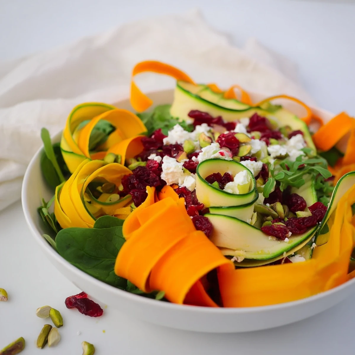 Layered Pistachio and Cranberry Ribbon Salad, showcasing colorful ribbons and crunchy toppings for a delightful salad.