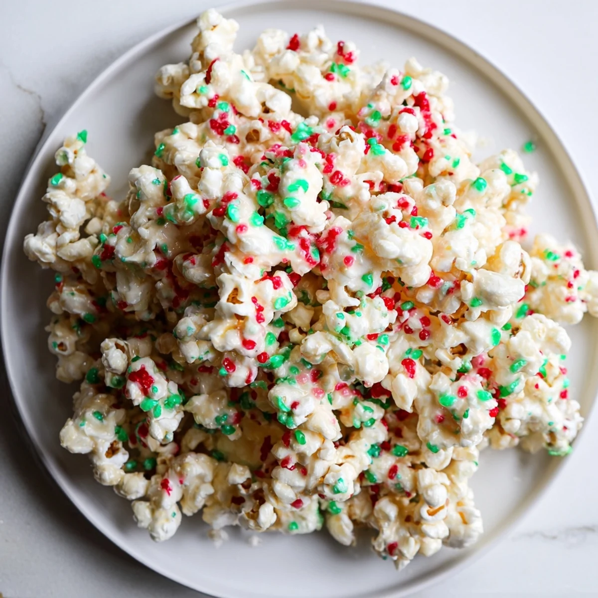 Sweet holiday Popcorn Piles feature colorful sprinkles and perfectly crunchy, golden popcorn clusters.