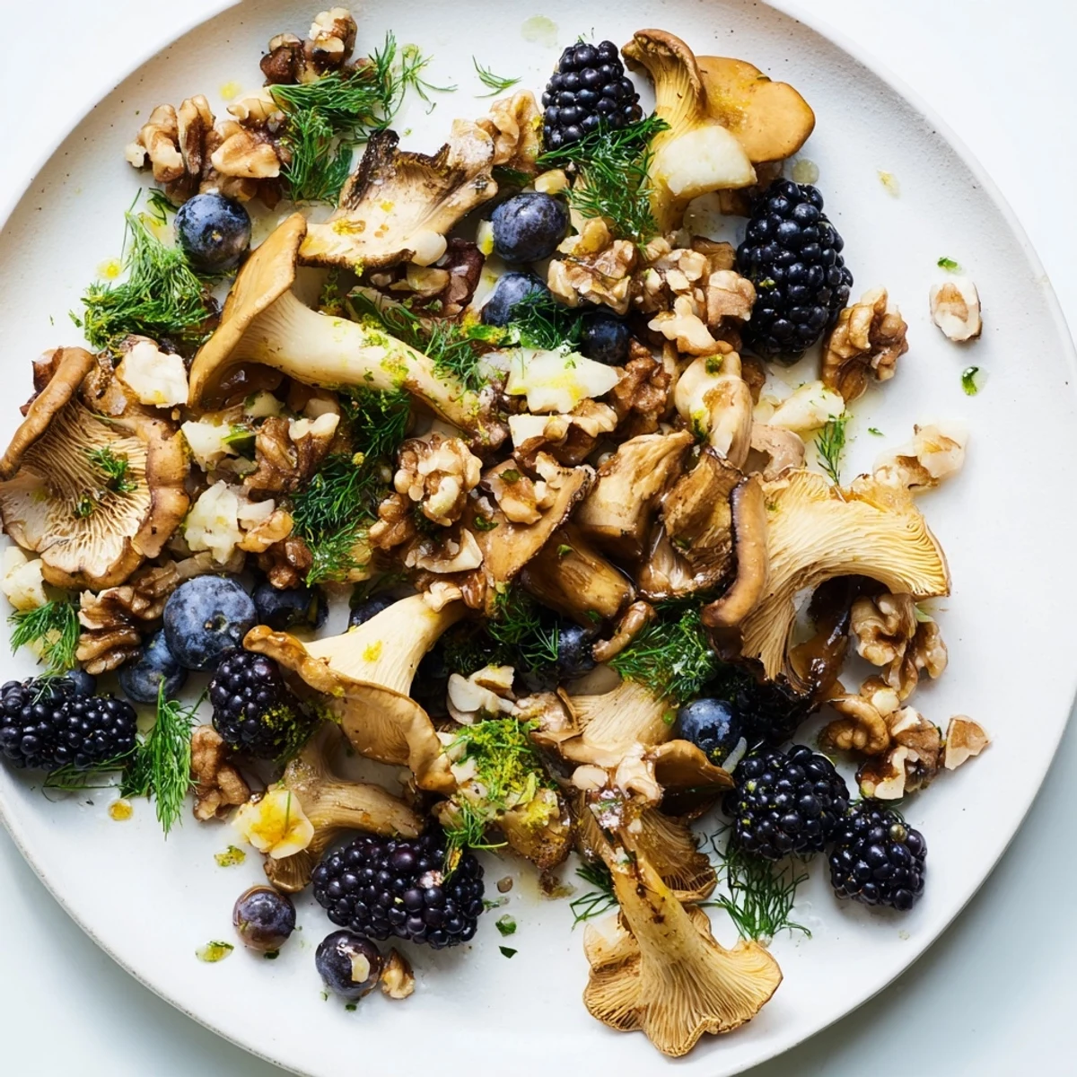 Earthy mushrooms and sweet berries are arranged in this gorgeous Northwest Forest Forager appetizer.