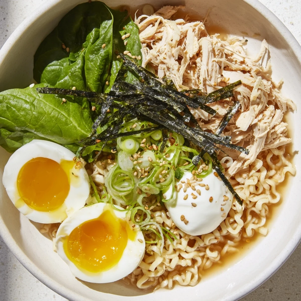 Chicken Ramen topped with Kewpie mayo, a creamy delight, ready for a flavorful bite.