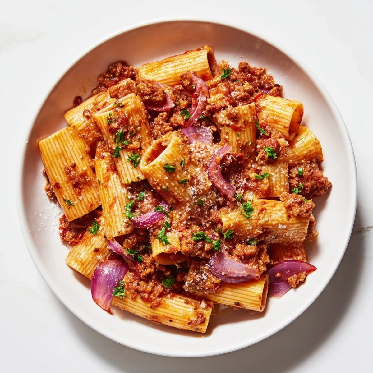Sizzling one-pot Diavola spicy pasta with vibrant red sauce and perfectly cooked penne, ready to serve.