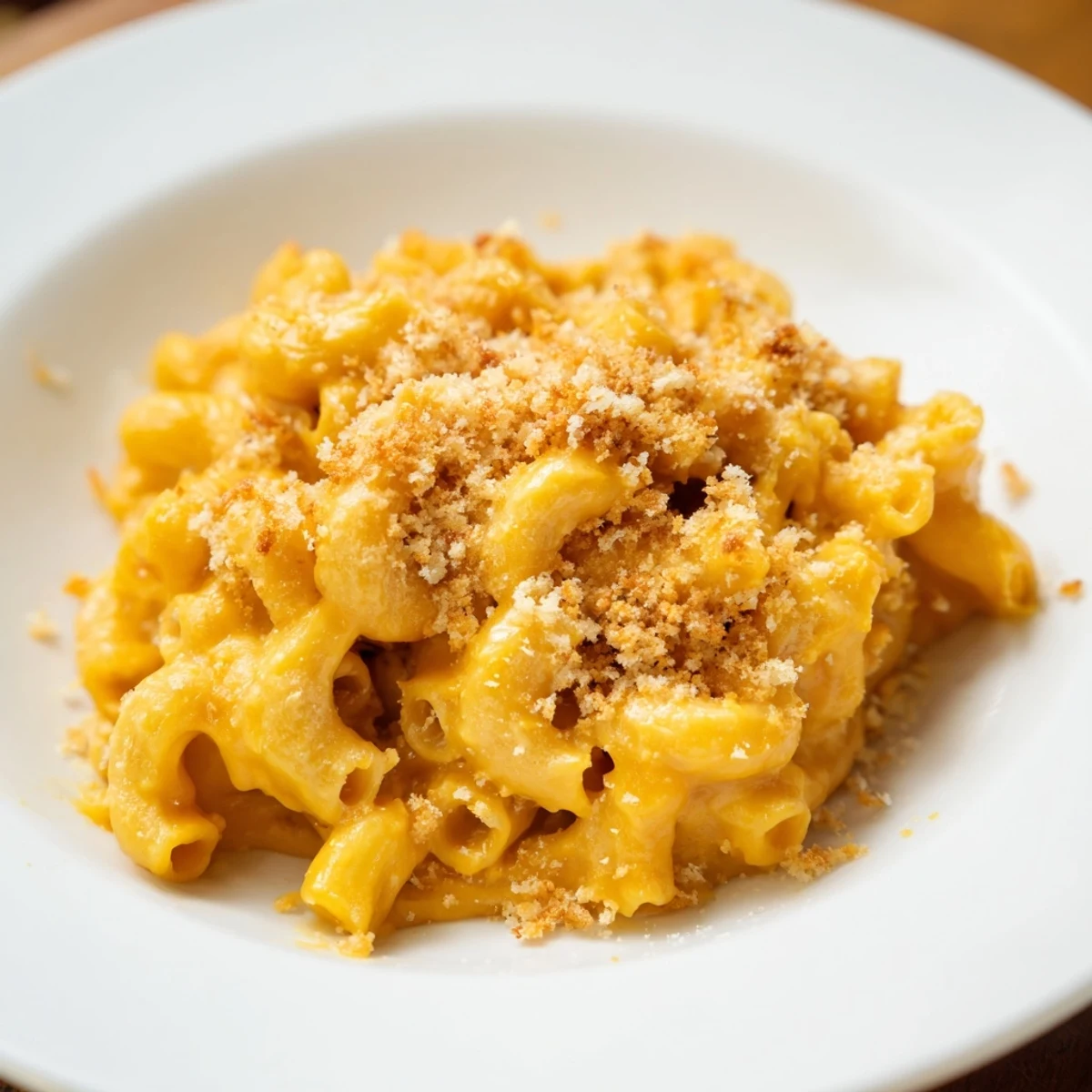A close-up of a bowl filled with flavorful Butternut Squash Mac, a cozy comfort food.