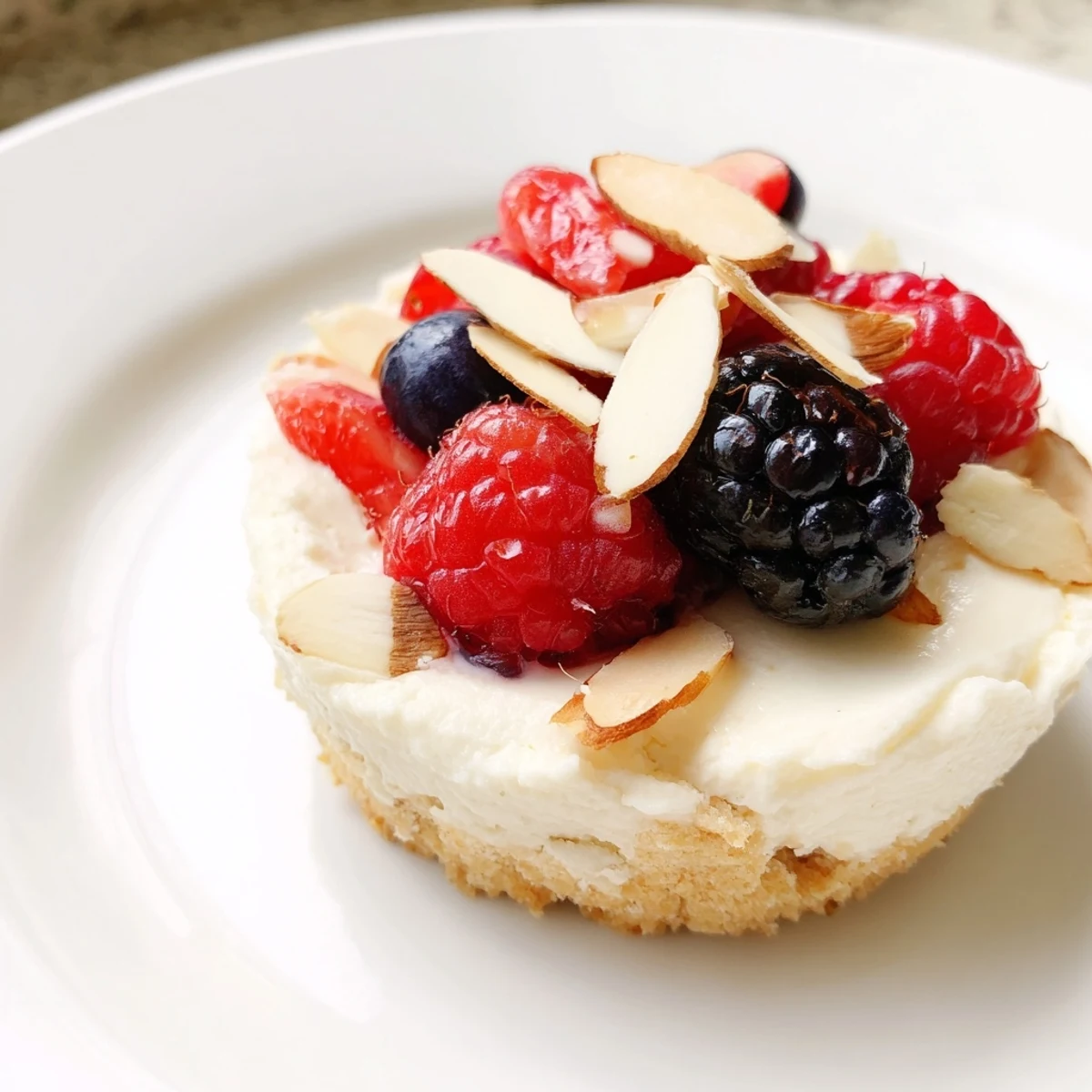 These individual Protein Cheesecake Cups feature a smooth, vanilla filling with a crunchy oat base.