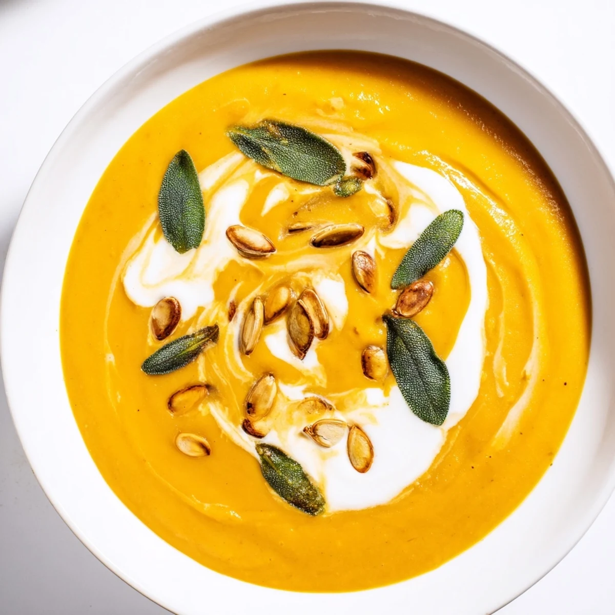 A photo of a steaming bowl of butternut squash soup, perfect for a cozy fall day.