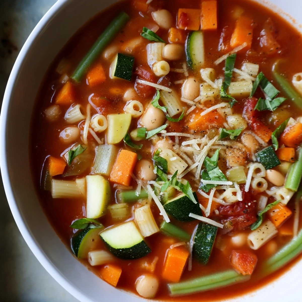 Tomato Basil Minestrone Soup