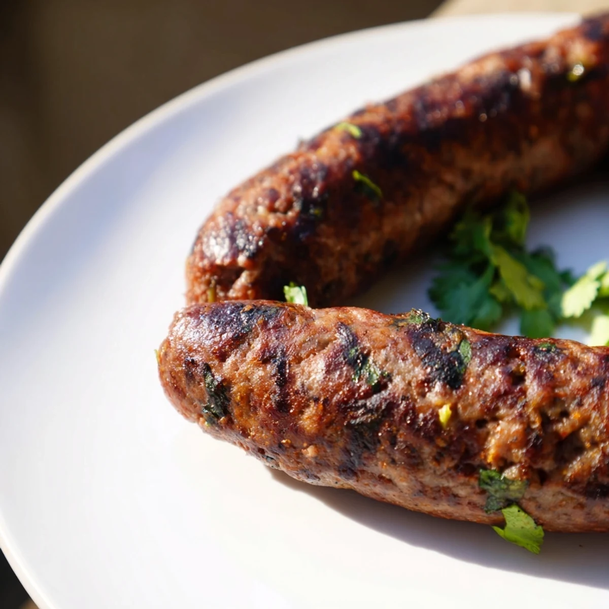 Fragrant, juicy Tunisian Merguez Sausage, perfect for sandwiches or served with couscous or salad.