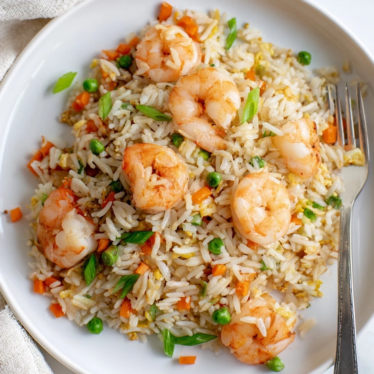 Easy Shrimp Garlic Fried Rice steaming in a wok, featuring aromatic garlic notes, savory soy sauce, and a vibrant mix of veggies for a satisfying meal.