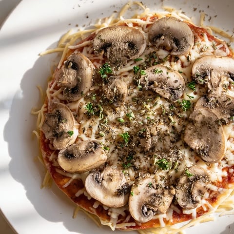 Crispy, bubbly frozen pizza upgraded with a generous layer of melted cheese and savory mushrooms.