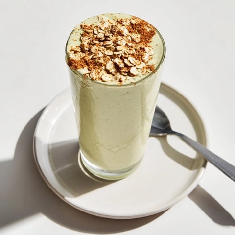 Creamy Matcha Snickerdoodle Protein Shake, a green smoothie swirled with cinnamon, perfect for breakfast.