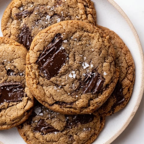 Golden-brown Miso Brown Butter Cookies, perfectly crisp edges, and glistening chocolate chips; delicious!