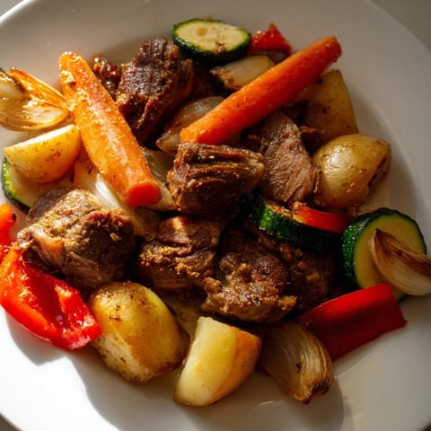 Savory Jordanian Zarb with tender meat and perfectly roasted vegetables, cooked low and slow.