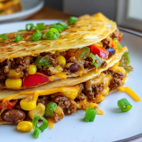 Mouthwatering close-up of sheet pan quesadillas with beef, featuring a crispy tortilla crust and cheesy filling.