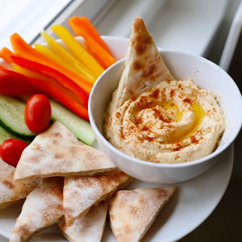 DIY Hummus Homemade Pita Veggies