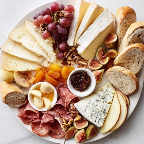 Beautiful 2026 Wine Pairing Board overflowing with cheeses, meats, fruits, and crackers, perfect for entertaining.