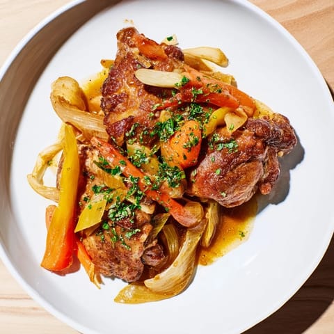 This slow-cooked Georgia Pot Roast Chicken shows juicy chicken and glistening onions, perfect for dinner.