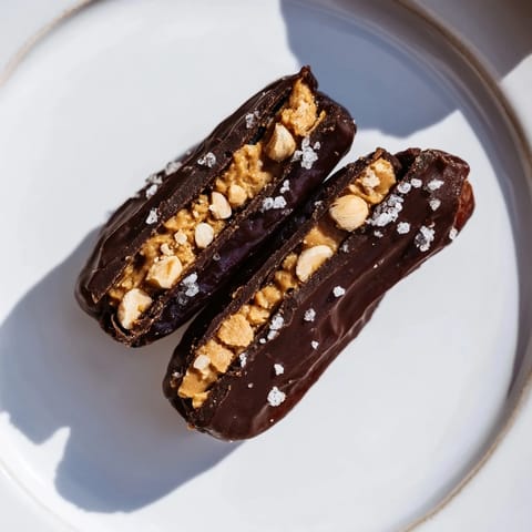 Close-up of a deliciously tempting Chocolate Date Snickers, ready to satisfy a sweet craving easily.