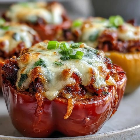 Twelve bright mini peppers filled with savory Korean-spiced ground turkey, ready to enjoy as a main or appetizer.