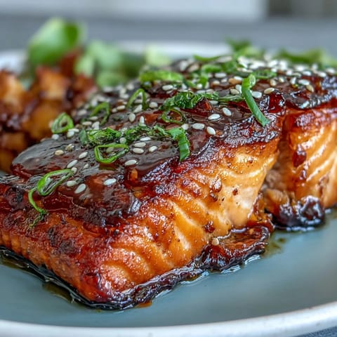 A mouthwatering honey soy glazed salmon fillet served with vibrant sesame broccoli, perfect for a healthy and flavorful dinner.  