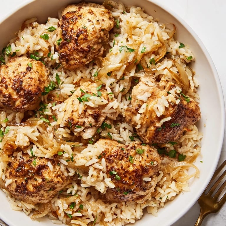 Comforting One-Pot Garlic Parmesan Chicken and Rice, creamy and bursting with flavor.  