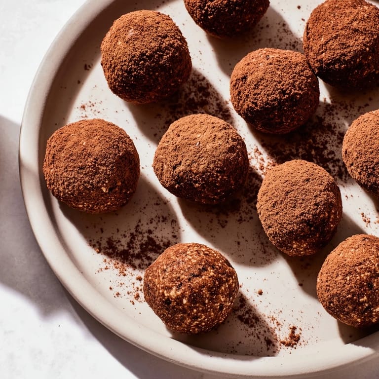 Cocoa-dusted Date & Walnut Truffles offering a rich, naturally sweet flavor, perfect for sharing.