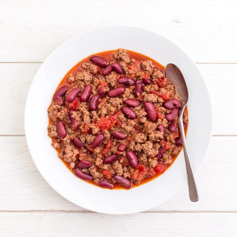 This Secret 4-Ingredient Slow Cooker Chili, pictured with toppings, offers a satisfying, savory aroma to enjoy.