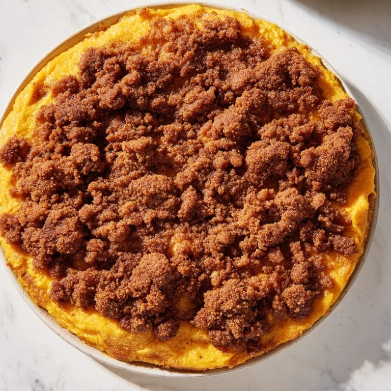 Close-up of a delicious, homemade Pumpkin Crisp; the perfect fall dessert recipe.