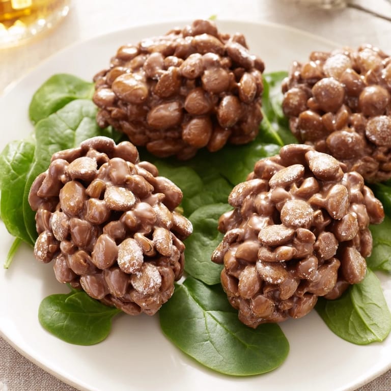 Looking at a plate of delicious Coco Pop chocolate pinecone dessert salad with fresh strawberries.