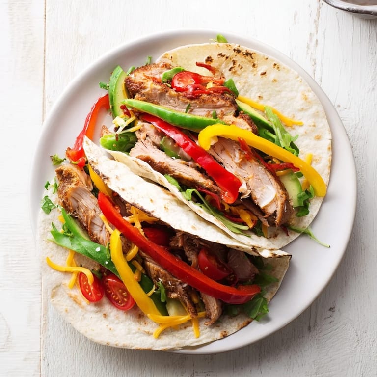 Golden sheet-pan fajita chicken with perfectly roasted bell peppers, ready to be wrapped in tortillas for a meal.