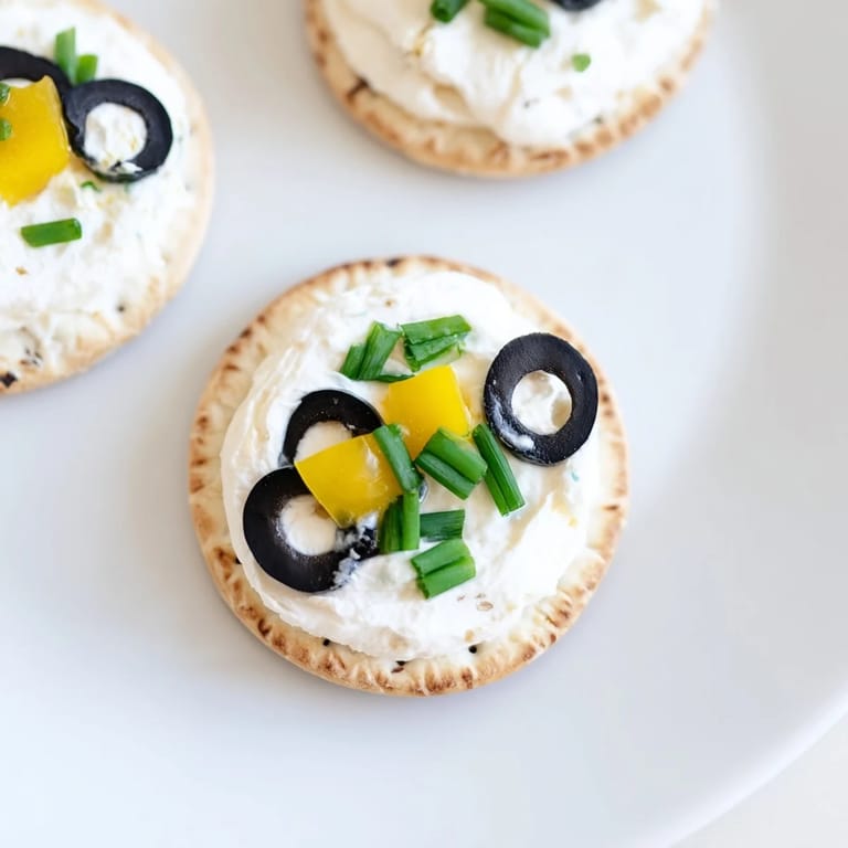 Colorful, bite-sized Gold Medal Olympic Ring Appetizers with creamy cheese and fresh veggie toppings.