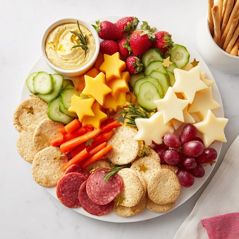 A stunning arrangement of a Happy New Year Star Board ready for guests, with fresh grapes.