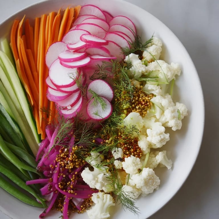 This image highlights a beautifully arranged Pickled & Fermented Feast, ready to serve with crusty bread.