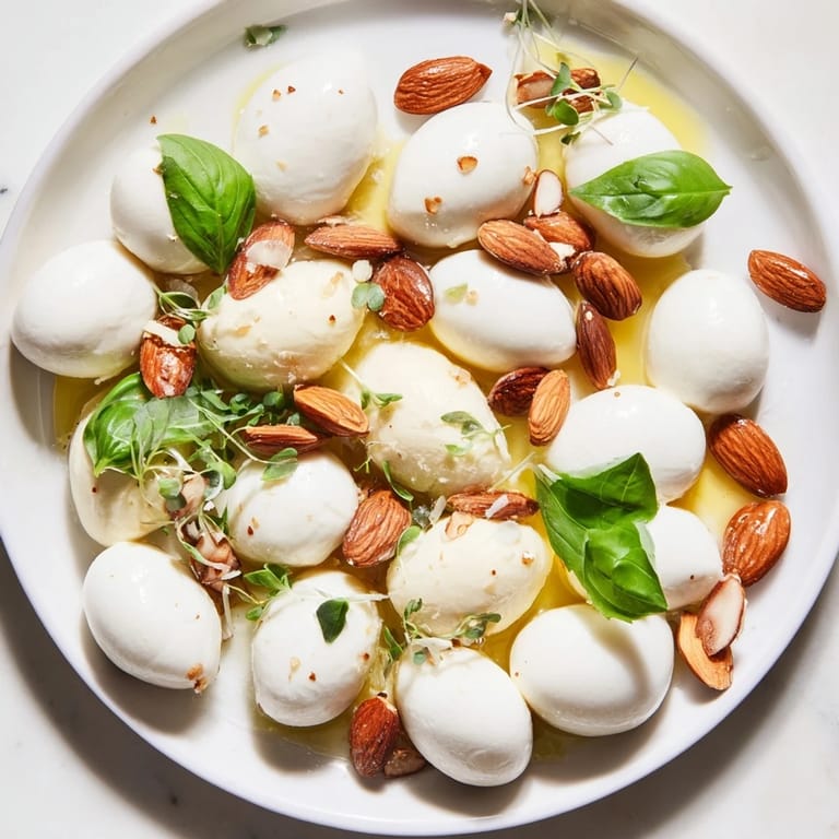 Smooth, oval cheeses and roasted almonds make up this elegant The Polished Pebble, ready to be enjoyed.