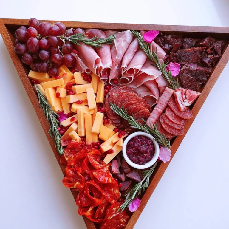 Savory Crimson Crest board: Tasting experience featuring prosciutto, goat cheese, and fresh garnishes.