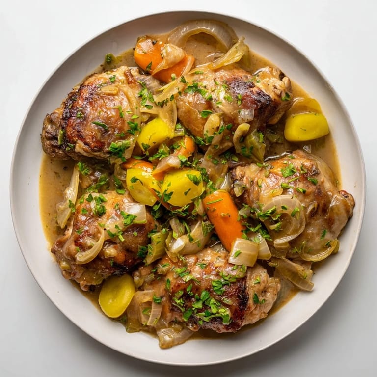 Enjoy a plate of this flavorful Georgia Pot Roast Chicken, the ultimate Southern comfort food meal.