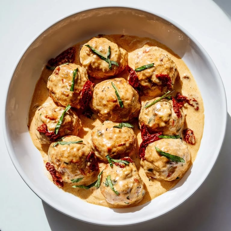 Juicy Marry Me Chicken Meatballs simmering in a rich, flavorful parmesan cream—a delicious meal.