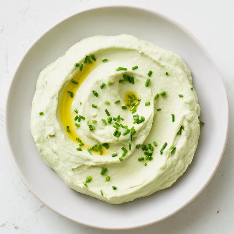 Homemade Avocado Cottage Cheese Dip, a healthy appetizer, looks incredibly creamy and is ready to enjoy.