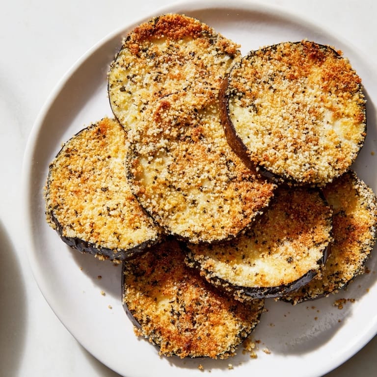 Imagine the amazing crunch: perfectly-baked Eggplant Parmesan Chips, a tasty vegetarian snack or appetizer.