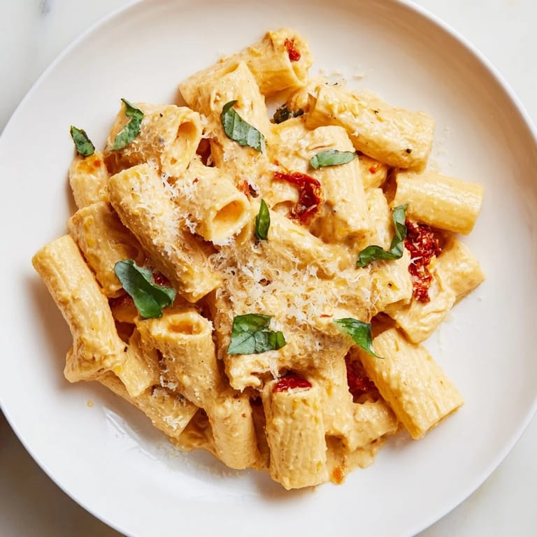 Enjoy a steaming bowl of Creamy Sun-Dried Tomato Pasta, the perfect, easy Italian-American comfort food.