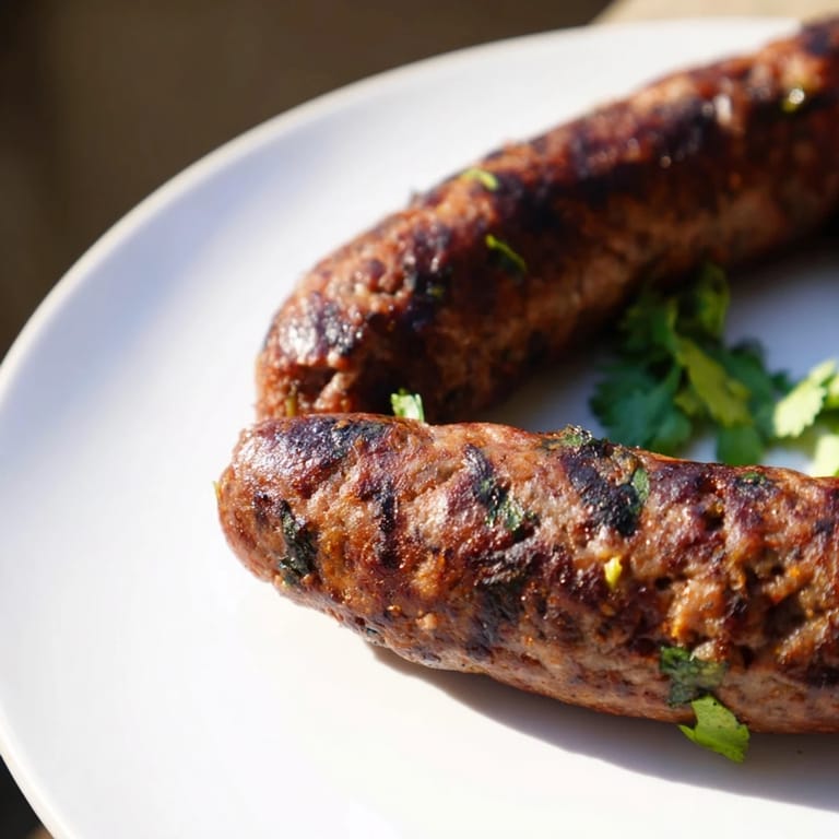 Fragrant, juicy Tunisian Merguez Sausage, perfect for sandwiches or served with couscous or salad.
