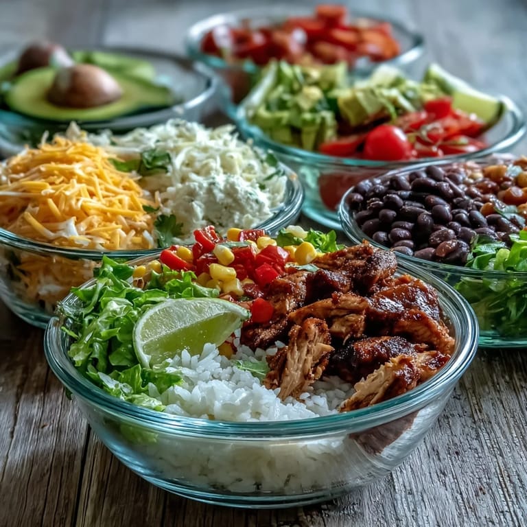 Spicy Meal Prep Burrito Bowl Base featuring golden tofu, colorful bell peppers, corn, and fresh lime wedges.