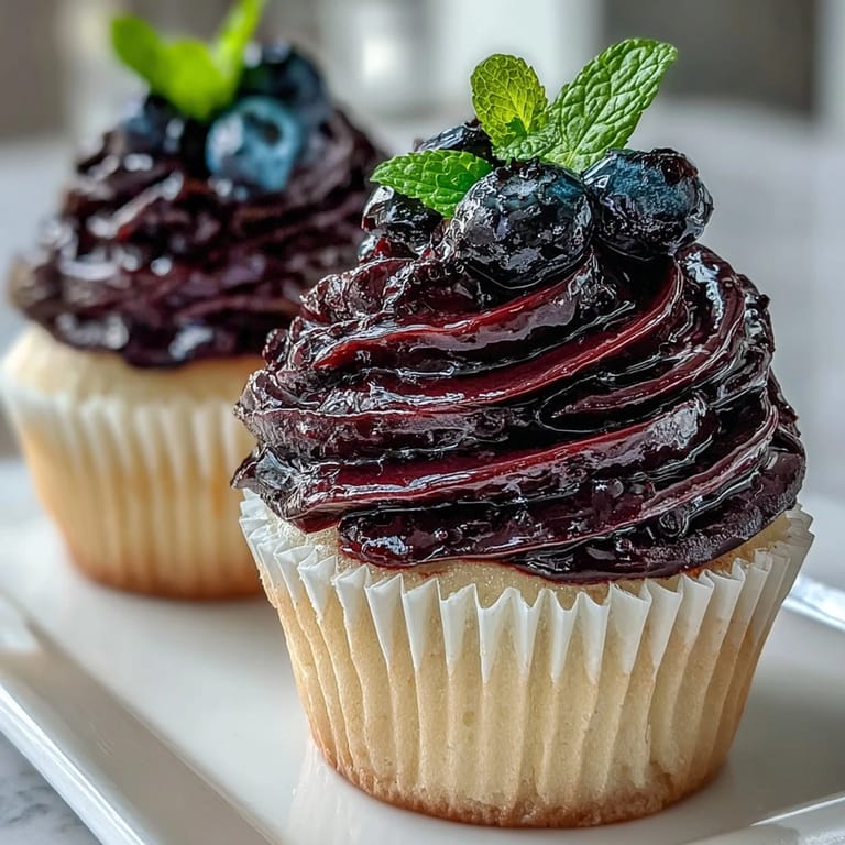 A bowl of silky Black Currant Frosting sits beside a spatula, perfect for spreading on layer cakes.  