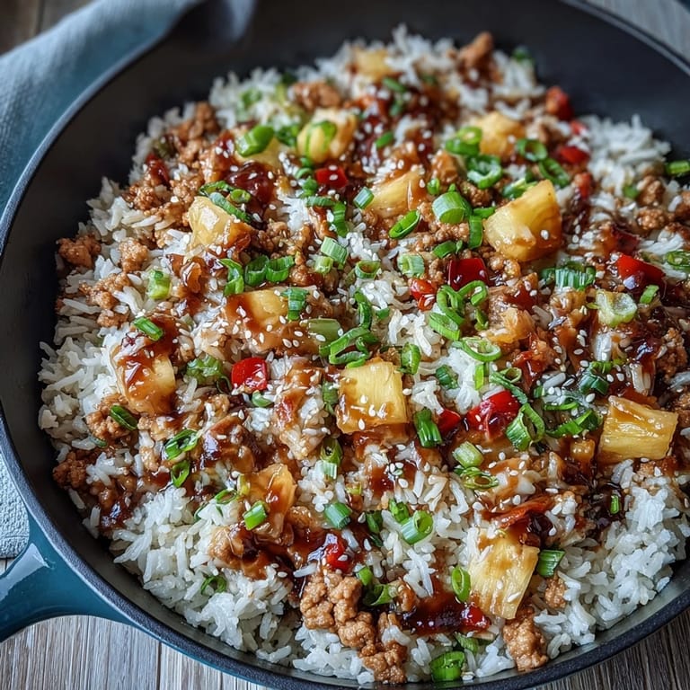 Fresh scallions and toasted sesame seeds garnish this easy weeknight Sweet-and-Sour Turkey Rice Skillet recipe ready in 40 minutes.