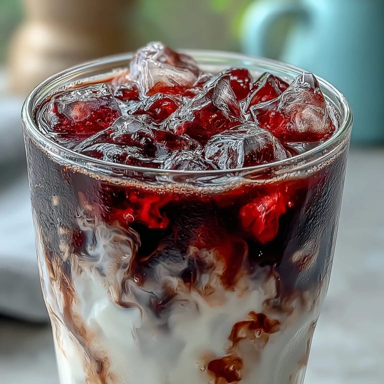 Pouring coconut cream onto Midnight Malibu Dirty Soda creates a marbled, creamy finish perfect for sipping.